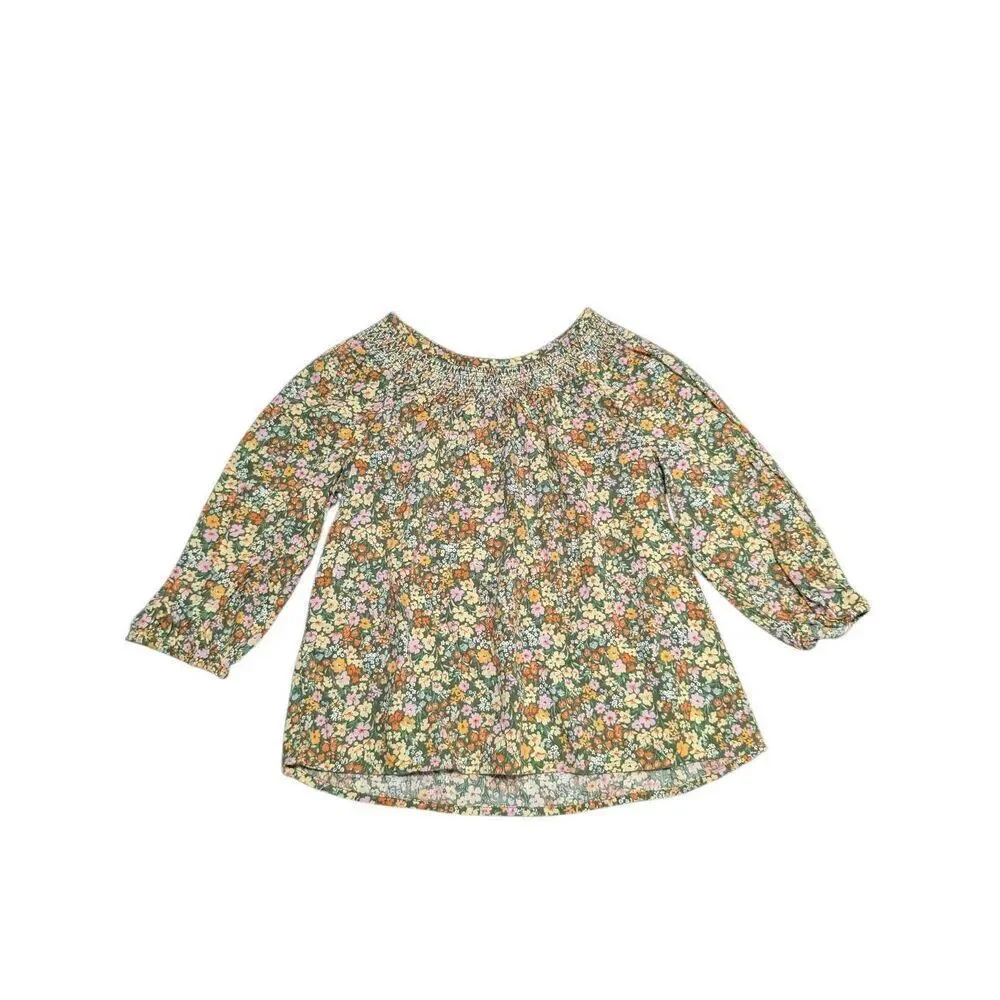 Boho Smocked-Neck Top for Girls Large (10-12)